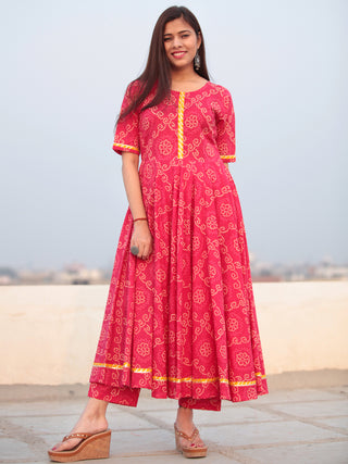Raas Maher - Set of Flared Bandhini Printed Kurta & Pants  - KS85D2053
