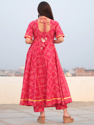Raas Maher - Set of Flared Bandhini Printed Kurta & Pants  - KS85D2053