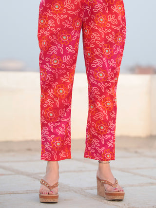 Raas Afna - Set of Flared Bandhini Printed Kurta & Pants  - KS85F2238