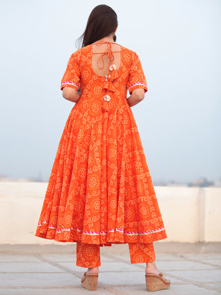 Raas Basmat - Set of Flared Bandhini Printed Kurta & Pants  - KS85EXXX