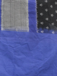 Blue Black White Maroon Ikat Handwoven Pochampally Cotton Dupatta -  D04170209