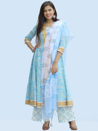 Rangrez Hena - Set of Anarkali Kurta Palazzo & Dupatta - KS55A2307D