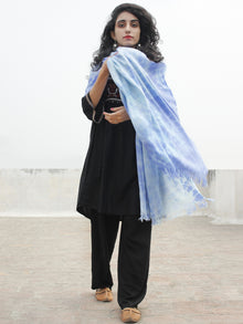 Blue Ivory Cashmere Semi Pashmina Woolen Tie & Dye Stole - S6317192