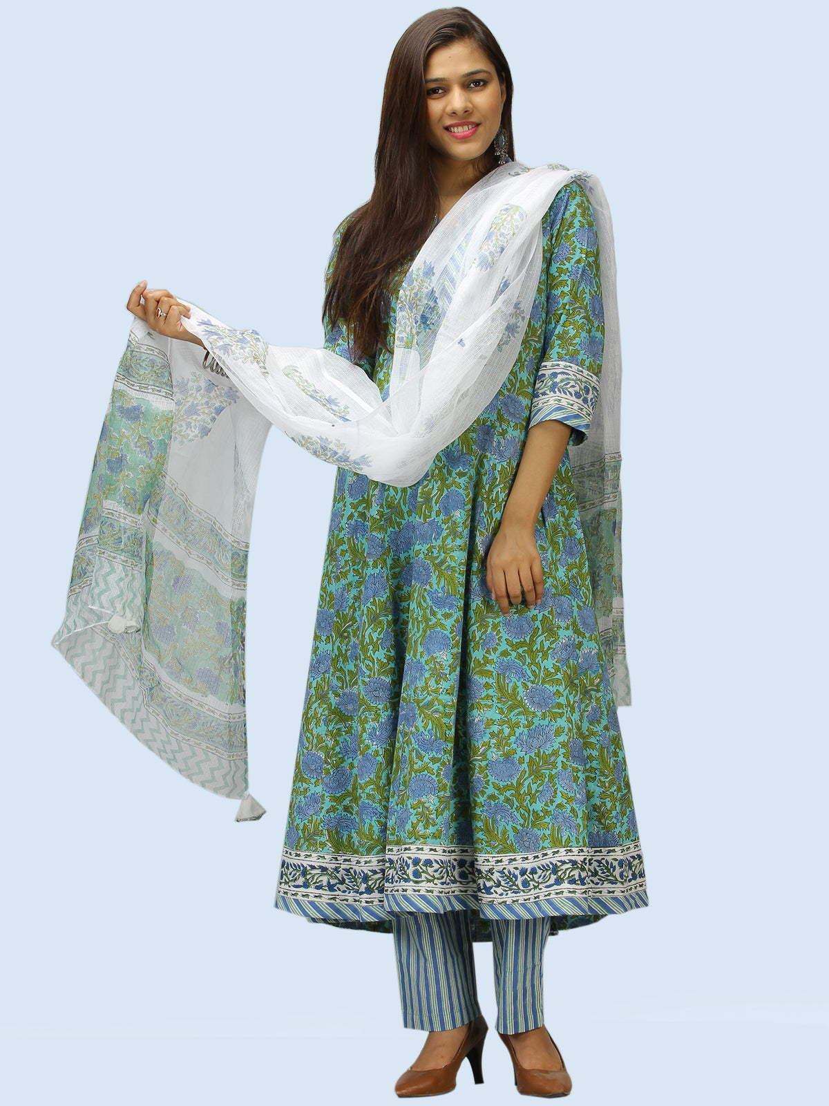 Rangrez Aabroo - Set of Anarkali Kurta Palazzo & Dupatta - KS56A2304D