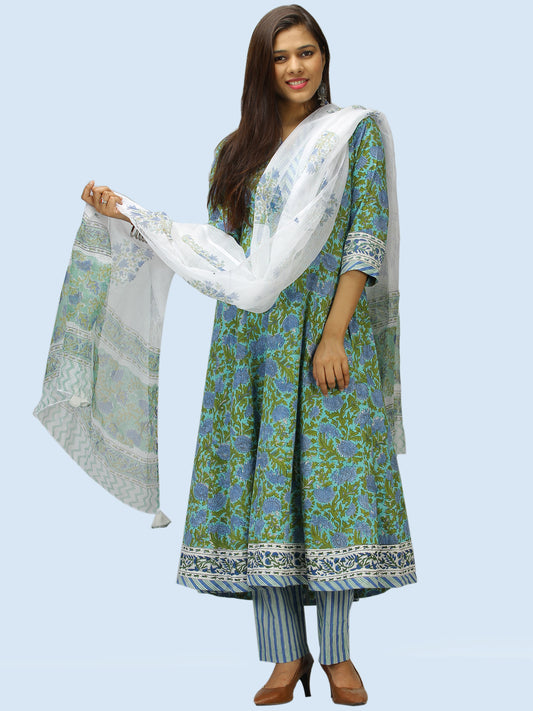 Rangrez Aabroo - Set of Anarkali Kurta Palazzo & Dupatta - KS56A2304D