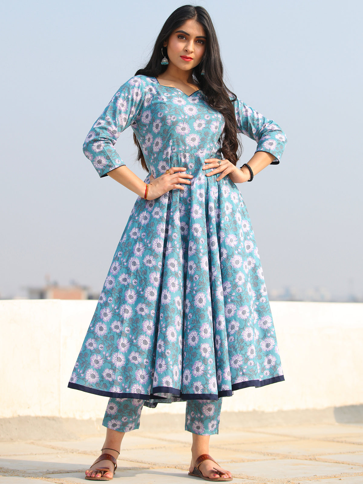 Buy online OffWhite  Purple Cotton IKAT Flared Kurta for women at best  price at bibain  IKATWEA1