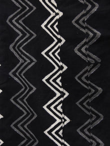 Black Zig Zag Hand Block Printed Elasticated Waist Pleated Cotton Palazzo - P1117078