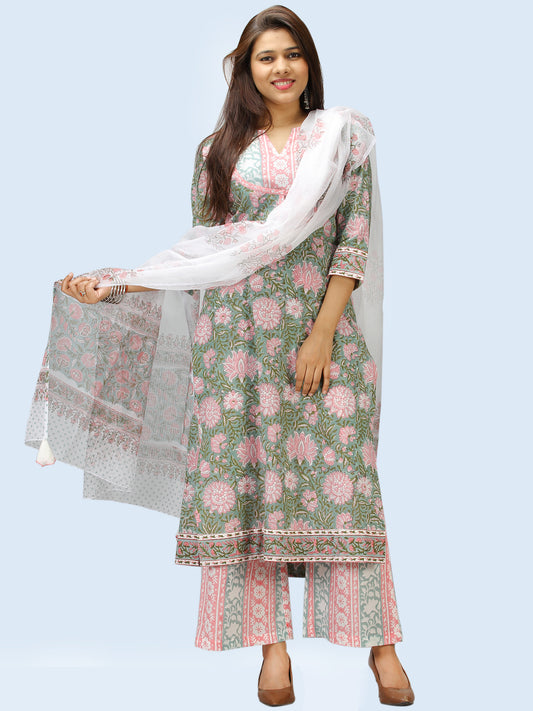 Rangrez Midhat - Set of Kurta Palazzo & Dupatta - KS51AE2305D