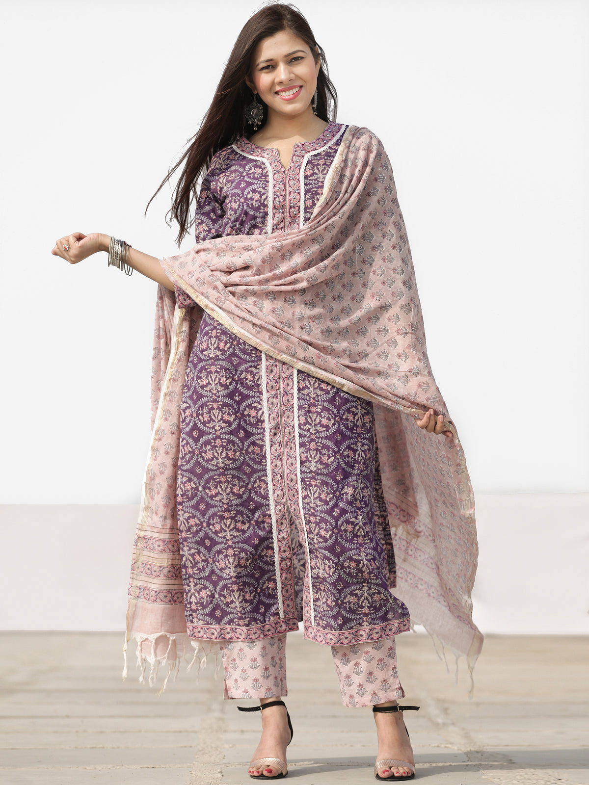 Nayab Arfa - Set of Kurta Pants & Dupatta - KS78F2530D