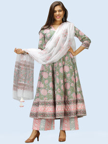 Rangrez Nazmil - Set of Anarkali Kurta Palazzo & Dupatta - KS13D2305D