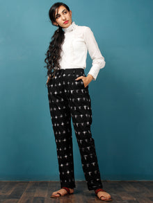 Black White Hand Woven Ikat Trousers - T032F798