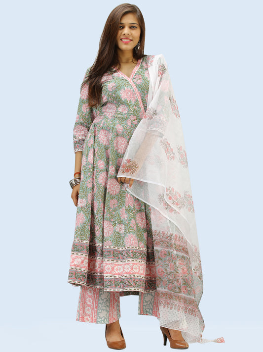 Rangrez Nazmil - Set of Anarkali Kurta Palazzo & Dupatta - KS13D2305D