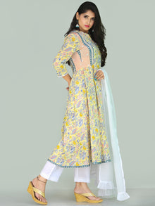 Rozana Renaz Anarkali Kurta Pants Set With Kota Dupatta - KS35AS2220WD