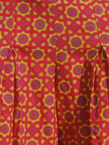 Red Yellow Hand Block Printed Semi Elasticated Waist Pleated Cotton Palazzo - P11F697