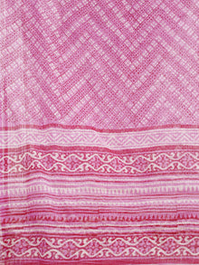 Pink Red Ivory Kota Doria Cotton Hand Block Printed Dupatta  - D04170208