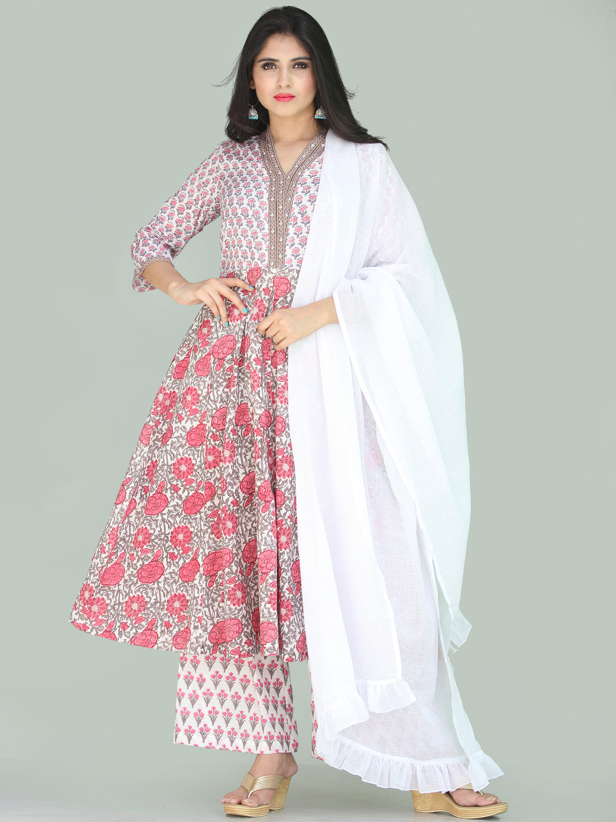 Jashn Arnaz - Set of Anarkali Kurta Palazzo & Dupatta - KS33BSXXXWD