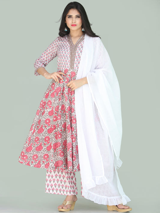 Jashn Arnaz - Set of Anarkali Kurta Palazzo & Dupatta - KS33BSXXXWD