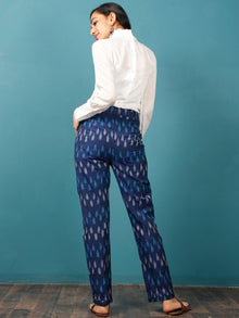 Indigo Sky Blue Gery Hand Woven Ikat Trousers - T032F939