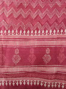 Deep Pink Ivory Chanderi Hand Block Printed Dupatta- D04170102