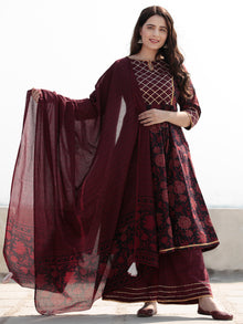 Zohra Aabroo - Set of Anarkali Kurta Palazzo & Dupatta - KS56A2506D