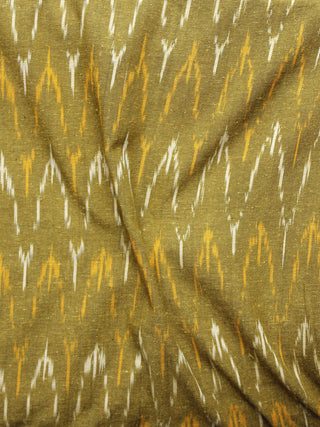 Olive Green Orange Ivory Pochampally Hand Woven Ikat Fabric Per Meter - F002F960