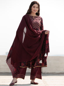 Zohra Aabroo - Set of Anarkali Kurta Palazzo & Dupatta - KS56A2506D