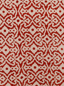 Beige Black Red Hand Block Printed Cotton Suit-Salwar Fabric With Chiffon Dupatta (Set of 3) - SU01HB374