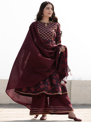 Zohra Aabroo - Set of Anarkali Kurta Palazzo & Dupatta - KS56A2506D