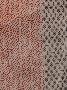 Beige Black Red Hand Block Printed Cotton Suit-Salwar Fabric With Chiffon Dupatta (Set of 3) - SU01HB374