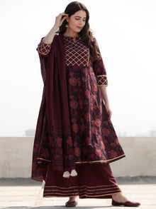 Zohra Aabroo - Set of Anarkali Kurta Palazzo & Dupatta - KS56A2506D