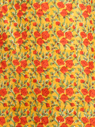 Mustard Yellow Rust Green Hand Block Printed Kurta - K82F1487