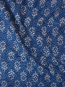 Indigo Beige Natural Dyed Hand Block Printed Cotton Fabric Per Meter - F0916301