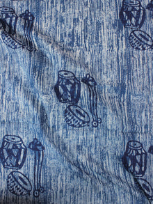 Indigo Ivory Natural Dyed Hand Block Printed Cotton Fabric Per Meter - F0916297