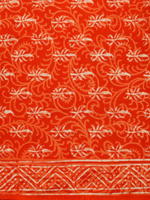 Orange Beige Hand Block Printed Cotton Suit-Salwar Fabric With Chiffon Dupatta (Set of 3) - SU01HB384