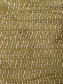 Olive Green Maroon Black Ivory Hand Block Printed Cotton Mul Saree - S031703010