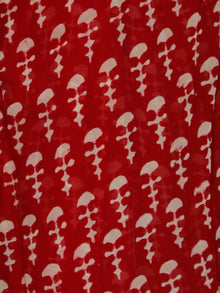 Red White Hand Block Printed Chiffon Saree with Zari Border - S031703124