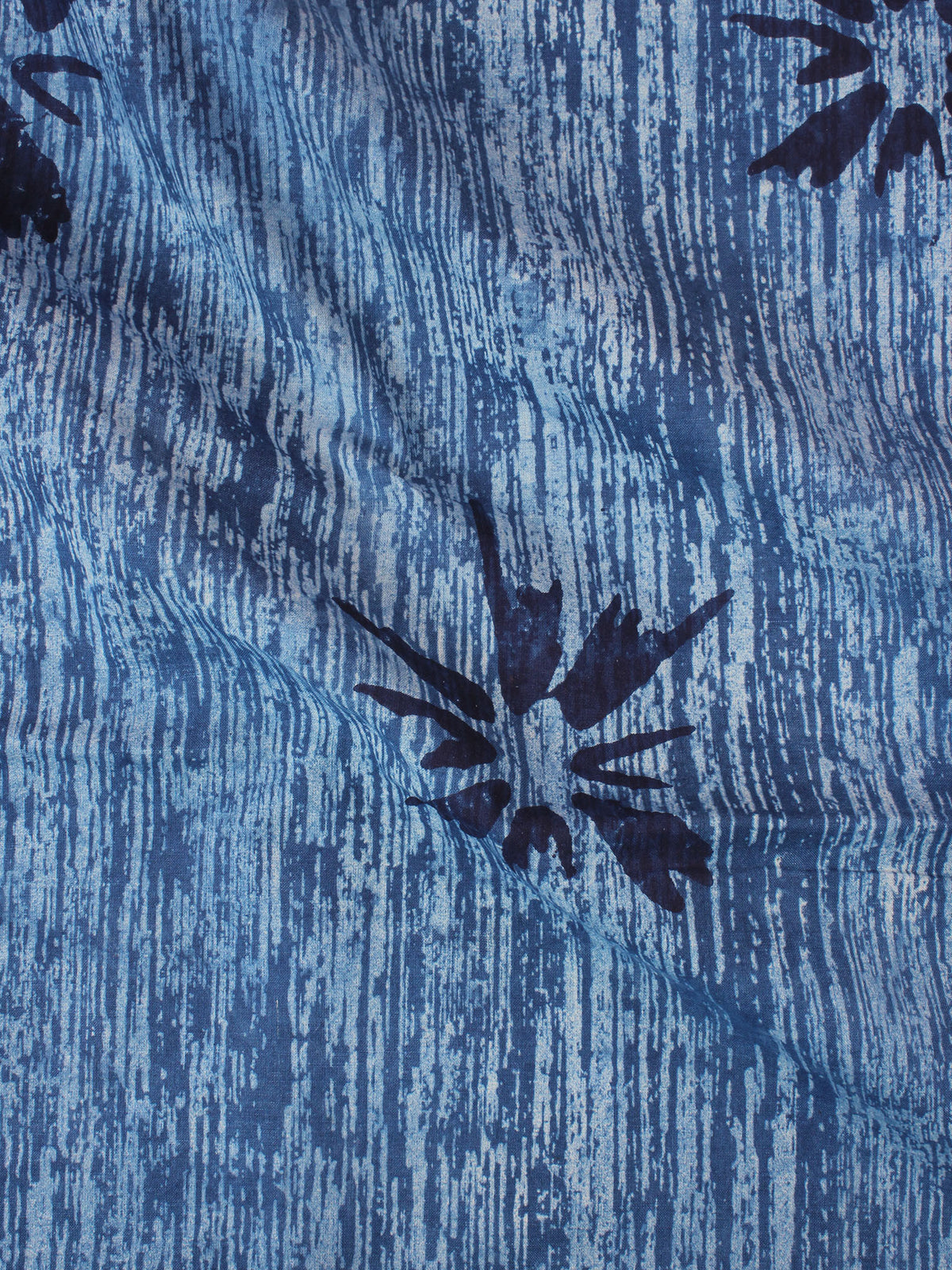 Indigo Blue Natural Dyed Hand Block Printed Cotton Fabric Per Meter - F0916317