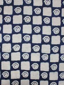 Indigo Ivory Natural Dyed Hand Block Printed Cotton Fabric Per Meter - F0916078
