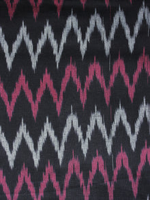 Black Magenta Ivory Pochampally Hand Woven Ikat Fabric Per Meter - F002F972