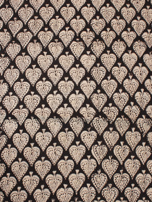 Beige Black Natural Dyed Hand Block Printed Cotton Fabric Per Meter - F0916313