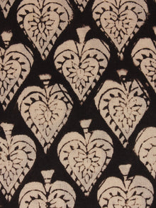 Beige Black Natural Dyed Hand Block Printed Cotton Fabric Per Meter - F0916313