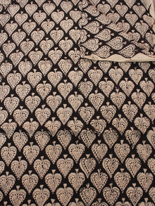 Beige Black Natural Dyed Hand Block Printed Cotton Fabric Per Meter - F0916313
