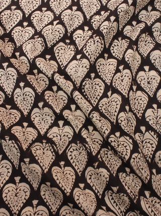 Beige Black Natural Dyed Hand Block Printed Cotton Fabric Per Meter - F0916313