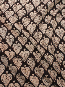 Beige Black Natural Dyed Hand Block Printed Cotton Fabric Per Meter - F0916313