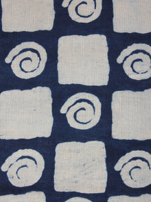 Indigo Ivory Natural Dyed Hand Block Printed Cotton Fabric Per Meter - F0916078