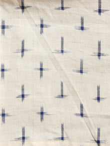 Ivory Indigo Double Ikat Handwoven Midi Dress With Belt - D247F1233