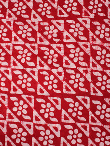 Red White Hand Block Printed Cotton Fabric Per Meter - F0916312