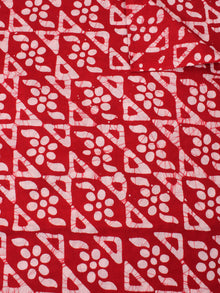 Red White Hand Block Printed Cotton Fabric Per Meter - F0916312