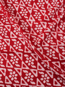 Red White Hand Block Printed Cotton Fabric Per Meter - F0916312