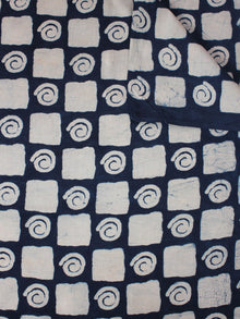 Indigo Ivory Natural Dyed Hand Block Printed Cotton Fabric Per Meter - F0916078
